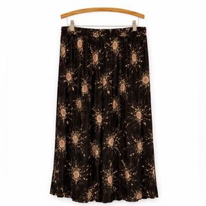 Vintage Sag Harbor Black Floral Pleated Maxi Skirt – Size Large